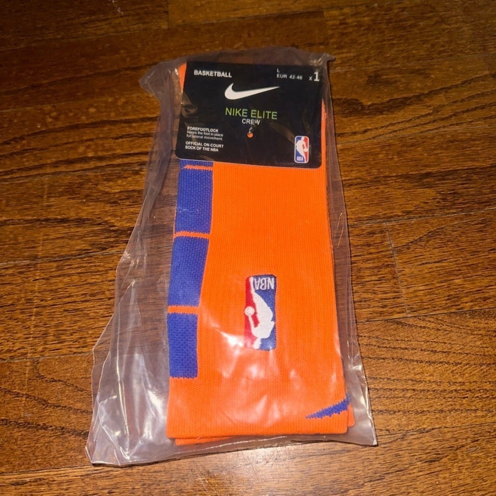 Nike Elite Crew NBA Basketball Sock Blue Orange - NEW - LARGE